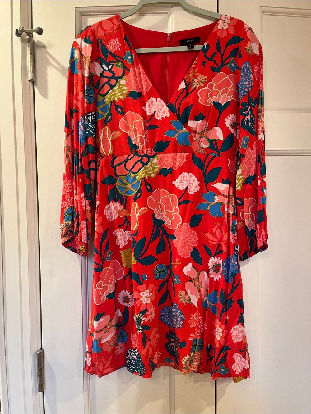 J. Crew Floral V-Neck Red Women’s Dress